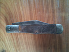 Antique Unmarked Kabar  One Blade Folding Knife Stag Antler Grip Shield 5-1 4 