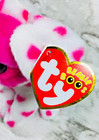 Ty Beanie Boo Beau Dog 6    White Pink Hearts Valentine   s Day Plush Stuffed Animal