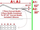 New Easy Entry Heavy Duty Adjustable 7 Piece Curved Shafts 50-62 Unit