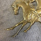 Vtg Running Wild Horses Ponies Brass Wall Hanging Plaque 16   x 10    Western D  cor