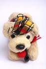 Vtg 12  Plush Dog Smoking Pipe Wearing Plaid Hat   Sweater Golden Retriever Lab