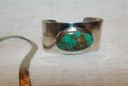 Vtg Navajo Large Turquoise Sterling Silver Pendant And Matching Cuff Bracelet