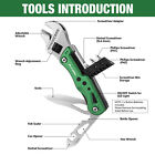 Flissa 13-in-1 Multitool Wrench 6 1  Adjustable Edc Pocket Knife W  Led Light