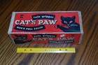 Vintage Cat   s Paw 14x5 5   Box Sign  Advertising Shoe Soles Repair Cardboard