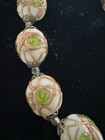 Antique Vintage Venetian Glass Green Gold Wedding Cake Beads Necklace   Earrings
