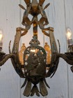 Antique Art Deco Victorian Ceiling Light Fixture Chandelier Pendant Polychrome