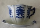 Vintage Chinese Teacup Wall Pocket Planter Blue    White Porcelain Tea Cup