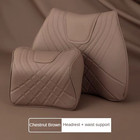 New Car Headrest Pillow Set Sewing Leather Auto Lumbar Waist Support Memory Foam