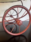 Antique Ca  1923 Wicker Baby Doll Carriage - Wicker  Iron  Wood - Cream  Red br 