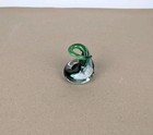 Hand Blown Pen Holder Glass Sculpture Paperweight Green Spiral Signed 2 5 