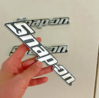 3pcs Snap-on Tool Box Logo Emblem Chrome Silver Badge Decal 8  Inch Long - New