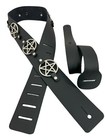 Pentagram Leather Guitar Strap Acoustic Electric Bass Goth Thrash Metal Silver