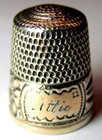 Antique Simons Bros Gold Band Sterling Silver Thimble     leaves Flowers        attie 