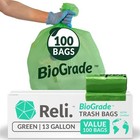 Biodegradable 13 Gallon Trash Bags   100 Count   Astm D6954   Green   Eco-fri   