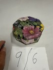 Octagonal Floral Metal Tin Box Decorative Storage Container Black Base
