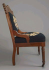 Antique Chair Late 1800 Eastlake And Edwardian  Walnut Black Needlepoint Floral