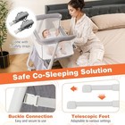 Bassinet Bedside Crib W adjustable Height Comfy Mattress Full-mesh Sides And