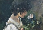 Handmade Old Master-art Antique Oil Painting Women Girl Flower On Canvas 24 x36 