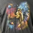 Vintage T Shirt Adult Large Indian Native American Planets Moon Stars Black