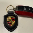 Genuine Porsche Leather Fob Keychain  Black Crest Keyring  2026 Design