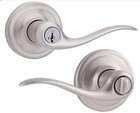 Kwikset Tustin Satin Nickel Lockable Door Leverset Smartkey     Keyed Entry Lever