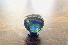 Slag Blue Glass   Multicolor Ribbon Swirl Glass Marble Handmade  Transitional 