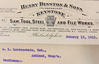 1913 Henry Disston   Sons Keystone Saw Tool File Works Letterhead Correspondence