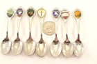 Collector Souvenir Spoons  Set Of 7 Us States   Attractions Small 3 3 8    Vintage