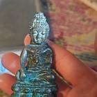 Antique Bronze Seated Buddha Statue On Lotus Base