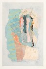 Vintage Mixed Media Print On Paper Abstract Collage Gouache Painting Mid Century