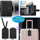 Passport Holder With Luggage Tag Cover Wallet Rfid Blocking Leather Case Travel 