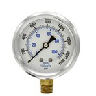 Liquid Filled Lower Mount Pressure Gauge With 2 5  Dial  0-1500psi  1 4 male Npt