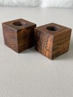 Vintage Pair Of Rosewood Candleholders Mid Century Modern