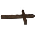 Vintage Primitive Wooden  Hand Carved Wall Cross With Metal Ring Hook 11  Tall