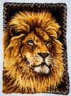 Vintage Style Finished Lion Latch Hook Rug Or Wall Hanging Tapestry 37 5 x27 