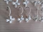 Metal Shower Curtain Hooks White Hot   Cold Faucet Handle Design Set Of 12