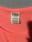Victoria s Secret Pink Neon Coral Long Sleeve Lace Shoulder Shirt Size Large