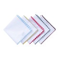 3pk Mens Cotton White Pocket Square With Color Border10 Colors