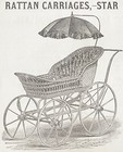 Heywood Wakefield Rattan Wicker Star scroll Baby Carriage Antique 1881 Print Ad
