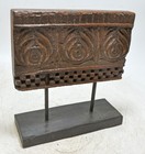 Antique Wooden Floral Carving Panel Plaque On Stand Original Old Fine Hand Carve