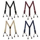 Button Holes Link Men s Suspenders Adjustable Black beige navy Blue wine Red