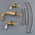 Vintage Antique Brass Widespread Bathroom Sink Vessel Faucet Mixer Tap 2an078