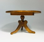 Vintage Artisan Dollhouse Miniature Wooden Pedestal Table Georgian Style Round