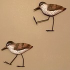 2 Sandpiper Bird Wall Hanging Sculptures Wood   Metal Coastal Beach 5 