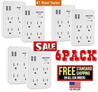 Bestten Wall Tap Adapter Outlet Socket Surge Protector With 2 Usb Charger