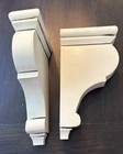Large 12 Inch Wooden Corbels  Designer  Farmhouse White Distressed Set -2