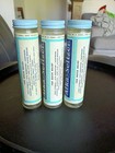 Lot 3 Vintage Alka-seltzer Glass Tube Bottles Metal Lids Paper Labels Super Nice