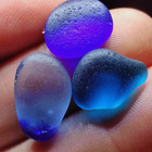 3 Rare Blue Color Multis-cobalt Sapphire   Sky- Real Davenport Beach Sea Glass