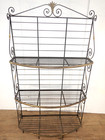 French Country Style Wrought Iron   Brass Baker s Rack 86  High 48  Wide