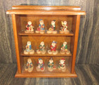 Vintage 1990 s Wood World 12 Months Santa Figurines Collection   Display Cabinet